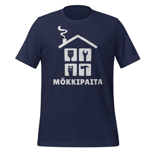 Sininen hauska mökkelilijän t-paita - mökki ja työkalut