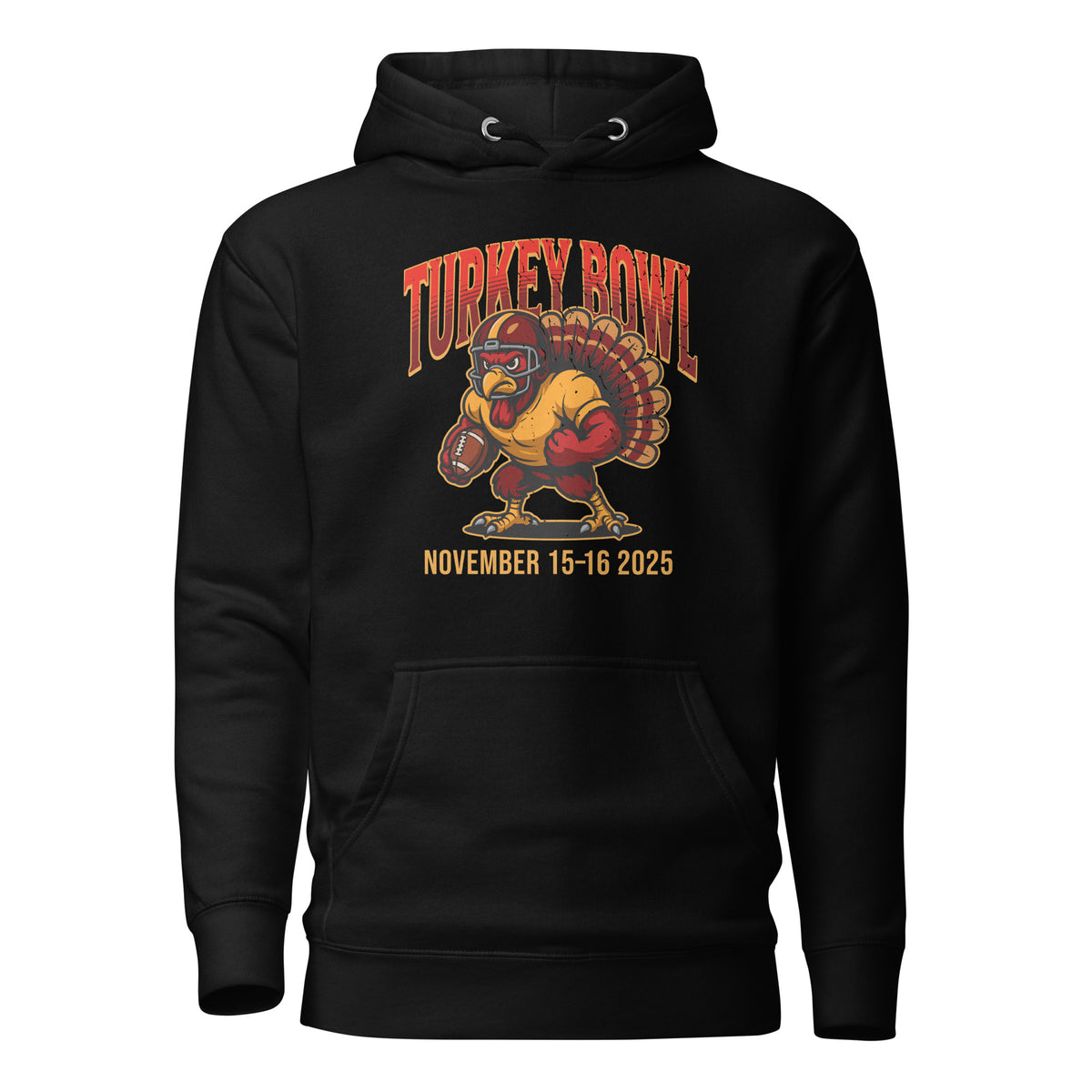 Virallinen musta Turkey Bowl 2025 -huppari
