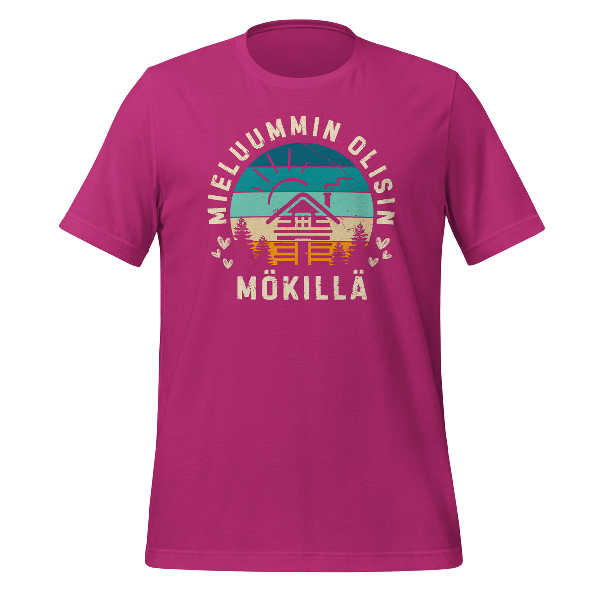 Vaaleanpunainen mieluummin olisin mökillä t-paita.