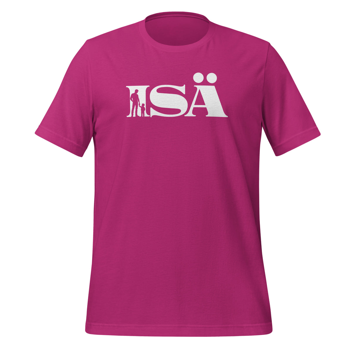 ISÄ - Minimalistinen isä ja lapsi silhuetti sanan sisällä | Unisex t-paita