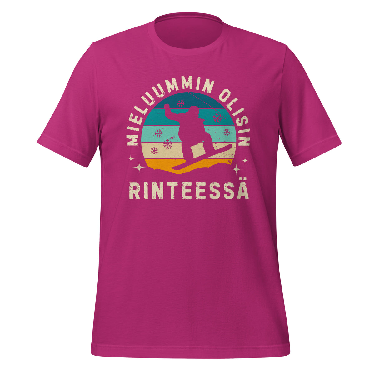 Pinkki mieluummin olisin rinteessä paita - Lumilautailijan t-paita.