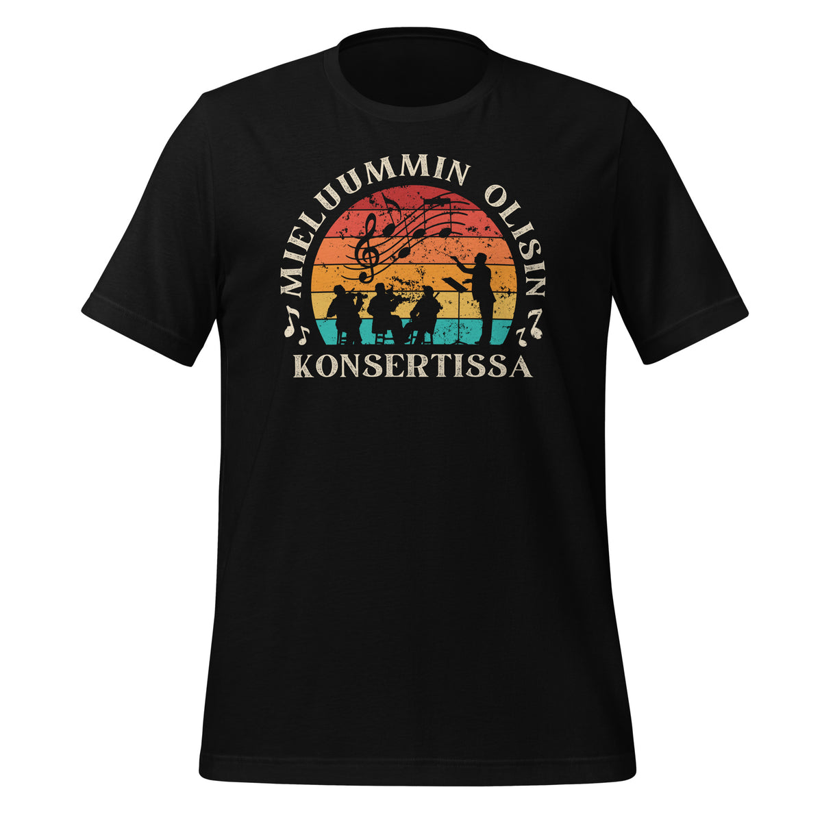 Mieluummin olisin konsertissa - musta t-paita – täydellinen klassisen musiikin ja konserttien ystäville.