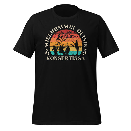 Mieluummin olisin konsertissa - musta t-paita – täydellinen klassisen musiikin ja konserttien ystäville.