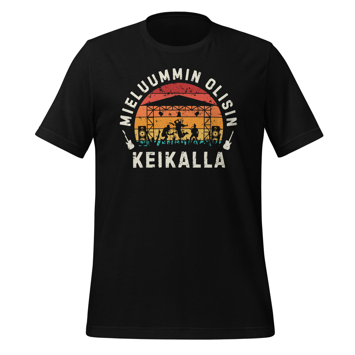 Mieluummin olisin keikalla - musta t-paita – täydellinen valinta livemusiikin ja rockin ystäville