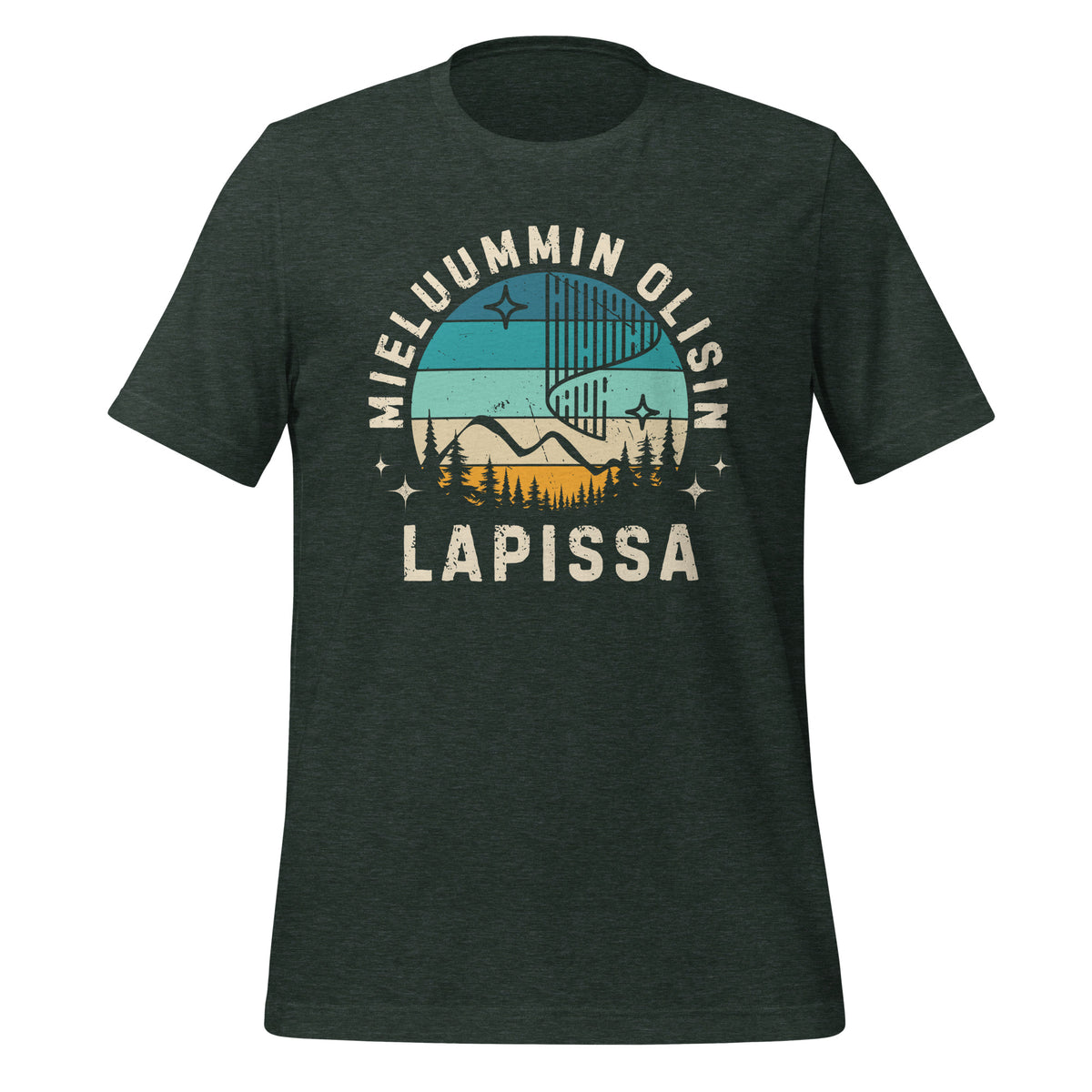 Mieluummin olisin Lapissa unisex t-paita, retrodesign, pohjoisen luonnon ystäville.