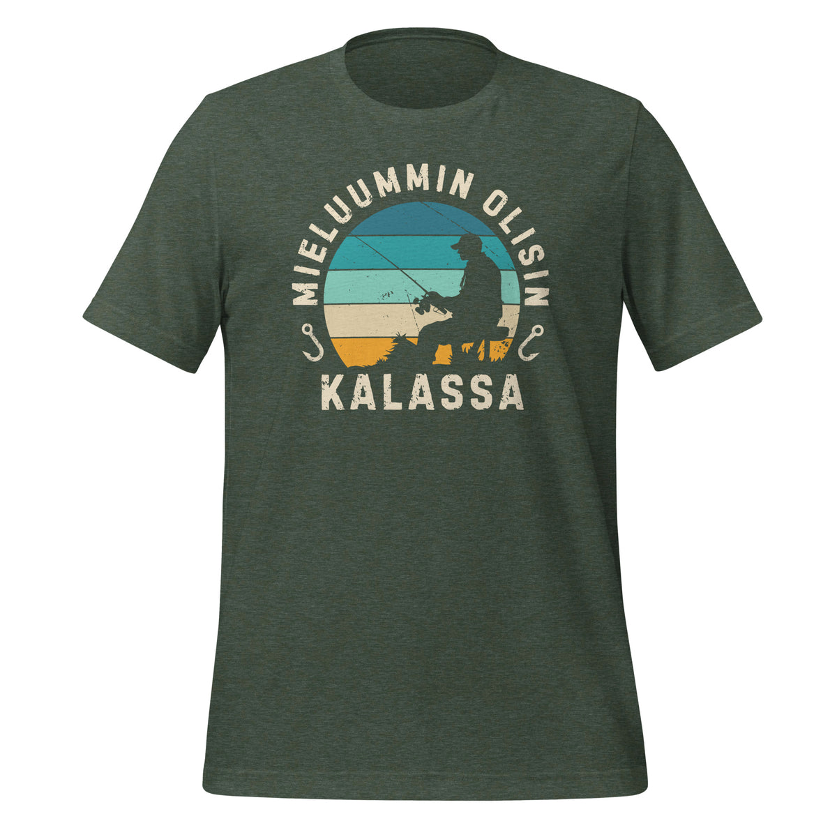 Metsän vihreä mieluummin olisin kalassa t-paita. tyylikäs ja käytännöllinen lahja miehelle. 
