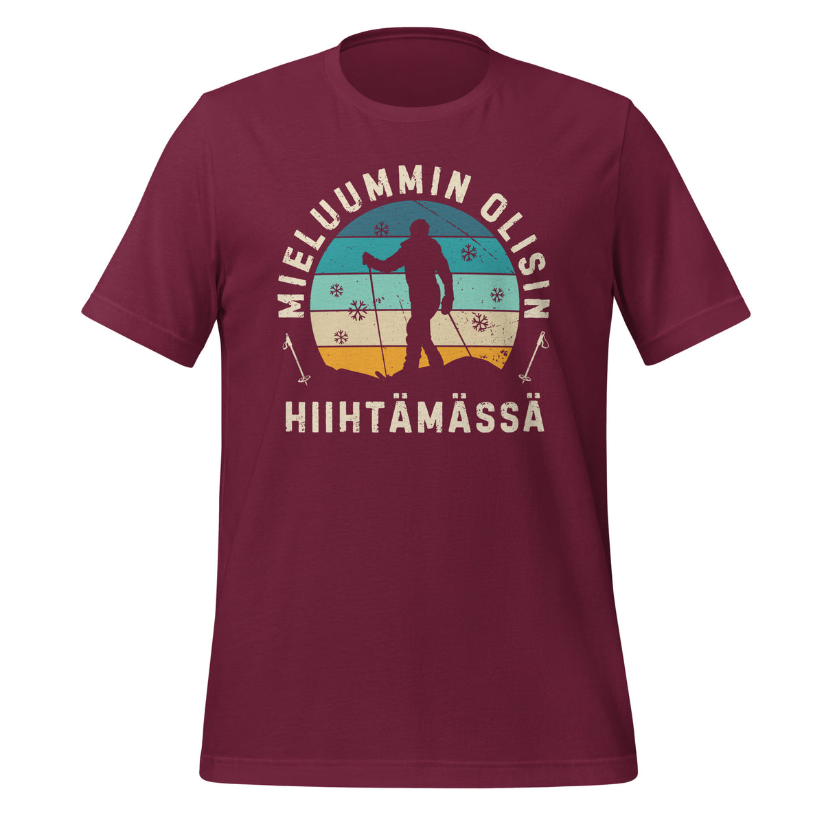viininpunainen t-paita - hauska mieluummin olisin hiihtämässä paita. 