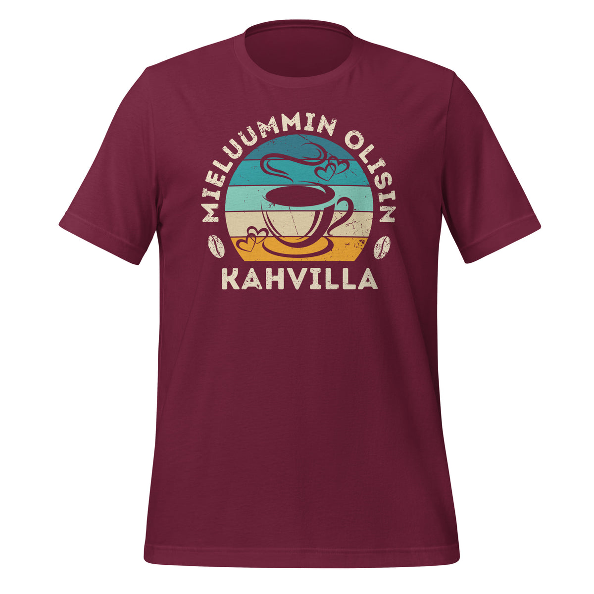 Viininpunainein kahvin ystävän t-paita