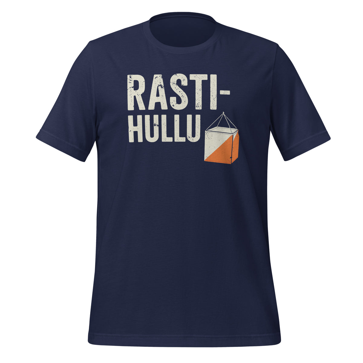 Suunnistajalle sopiva huumoripaita, jossa selkeä rastimerkki ja iso typografia